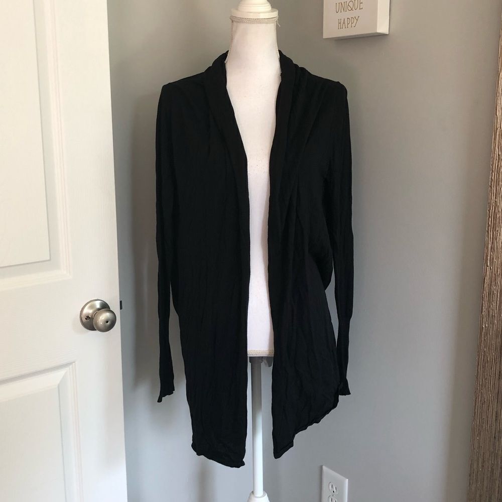 BCBG Max Azria Black Ruched Cardigan